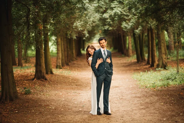 Giovane coppia di nozze godendo momenti romantici al di fuori — Foto Stock