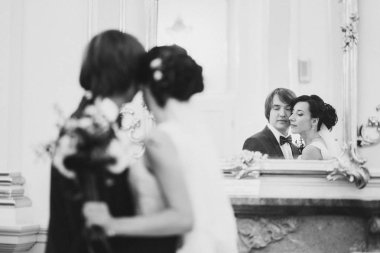 Gelin ve Damat Düğün içinde çift