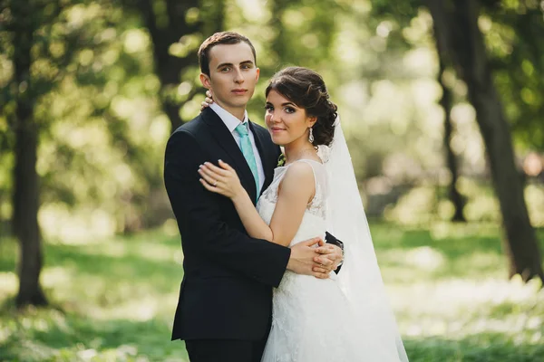 Glückliche Braut und Bräutigam zur Hochzeit — Stockfoto