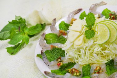 Deniz ürünleri sos, sıcak ve baharatlı karides