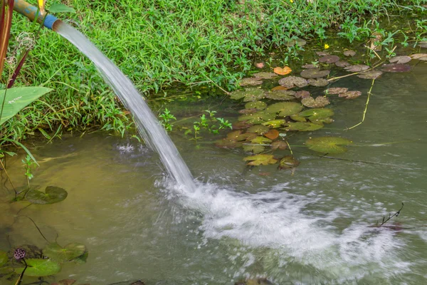 Water flows from the pipe — Stock Photo, Image