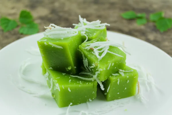 Zielony kokos słodki pudding (tajski deser) — Zdjęcie stockowe