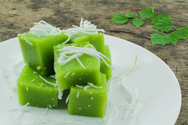 Zielony kokos słodki pudding (tajski deser) — Zdjęcie stockowe