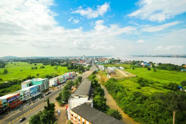 Mukdahan iş merkezi Mukdahan Tayland, Mukdahan görünümünü de Tay - Lao r. sınır İşletme Merkezi, Mukdahan kule cityscape görünümünden şehirdir