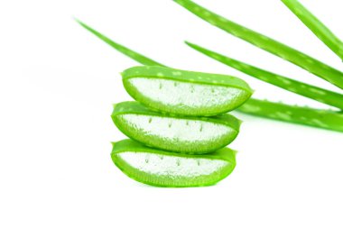Aloe Vera (Aloe barbadensis Mill., Star kaktüs, Aloe, Aloin, Jafferabad veya Barbados) Cilt bakımı için çok yararlı bir bitkisel ilaç dilim
