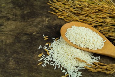 pirinç bitkileri ile arka plan üzerinde beyaz pirinç