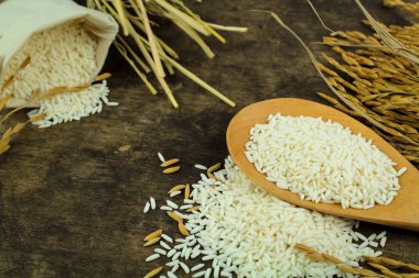 pirinç bitkileri ile arka plan üzerinde beyaz pirinç