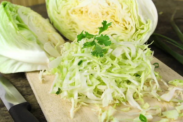 Sliced and cut fresh green cabbage organic vegetable — Stock Photo, Image