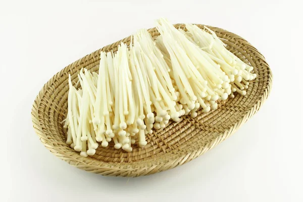 Verse witte enoki paddenstoel, gouden naald paddestoel — Stockfoto