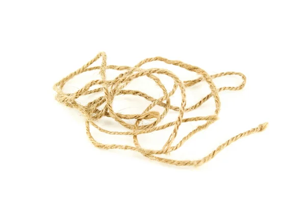 Corda de manila de fibra natural, isolada sobre fundo branco — Fotografia de Stock