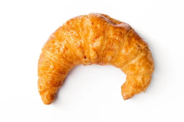 Versgebakken Croissants Witte Achtergrond Bovenaanzicht — Stockfoto