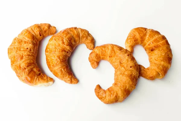 Freshly Baked Croissants White Background Top View — Stock Photo, Image