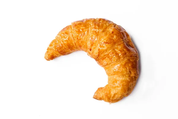 Versgebakken Croissants Witte Achtergrond Bovenaanzicht — Stockfoto