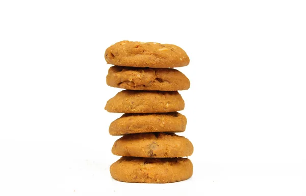 Făină Ovăz Cookie Izolat Fundal Alb — Fotografie, imagine de stoc