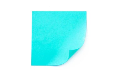 Mavi yapışkan not izole beyaz arka plan üzerinde