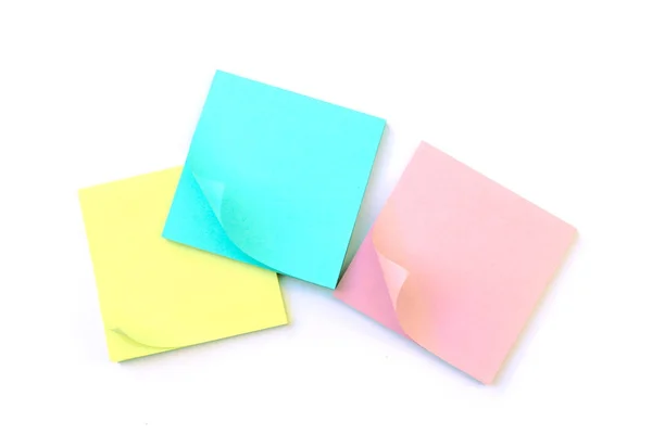 Yellow Pink Blue Sticky Note Isolate White Background — Stock Photo, Image