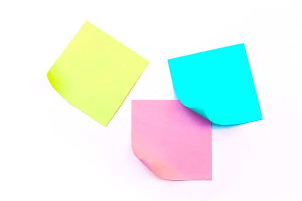 Yellow Pink Blue Sticky Note Isolate White Background — Stock Photo, Image