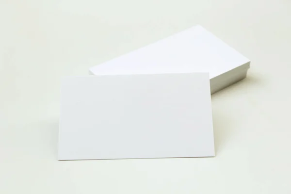 Photo of business cards stack. Template for branding identity