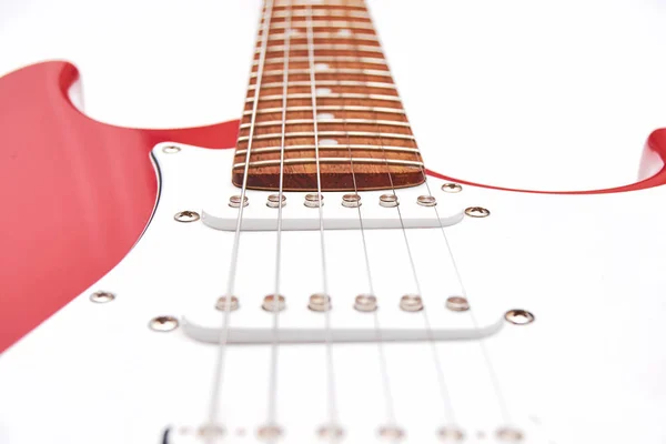 Fragment Une Guitare Électrique Rouge Sur Fond Blanc Fait Partie — Photo