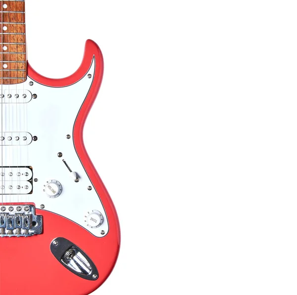 Fragmento de uma guitarra elétrica sobre um fundo branco isolado . — Fotografia de Stock