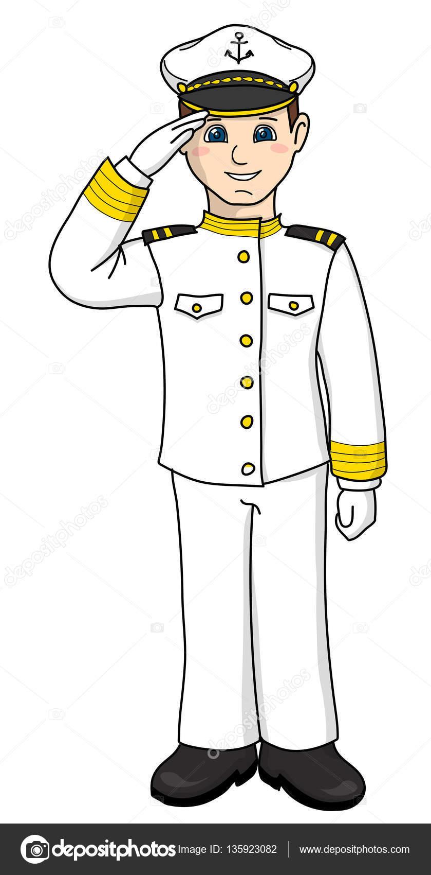 Капитан корабля на белом фоне
