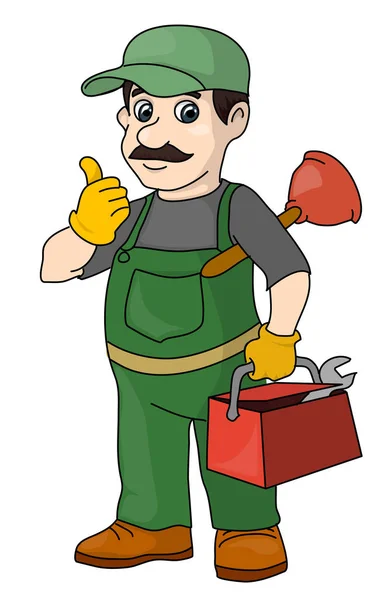 The picture shows  Locksmith in green overalls — Stock Photo, Image