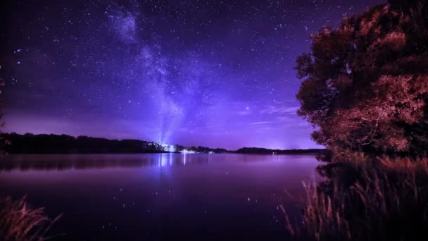 Natt time-lapse med stjärnor och moln — Stockvideo