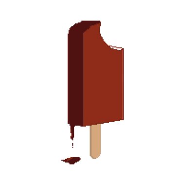 Dondurma pikseli simgesi. Eski usul bilgisayar grafikleri. Vektör illüstrasyon pikselli dondurma.