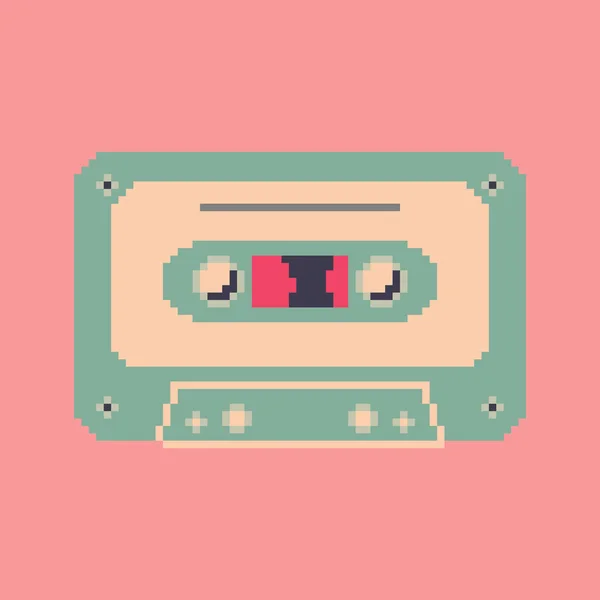 Fita Cassete Mixtape Vintage Retrô Ilustração Arte Pixel Vetorial Bits — Vetor de Stock