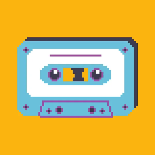Fita Cassete Mixtape Vintage Retrô Ilustração Arte Pixel Vetorial Bits — Vetor de Stock