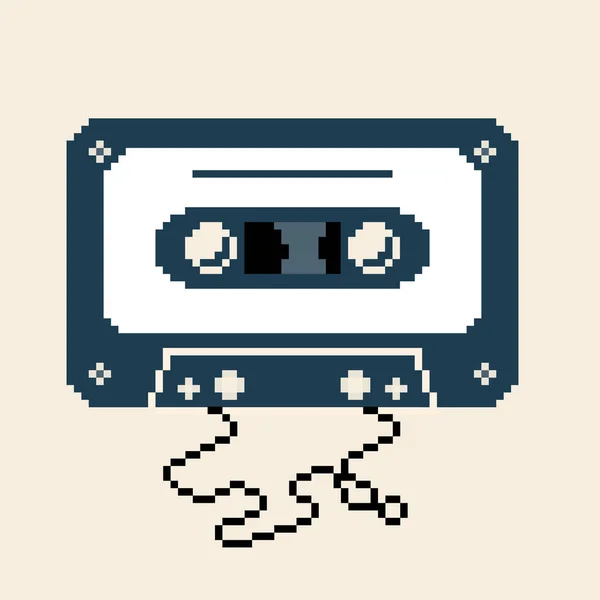 Nastro Adesivo Mixtape Retrò Vintage Illustrazione Pixel Art Vettoriale Bit — Vettoriale Stock