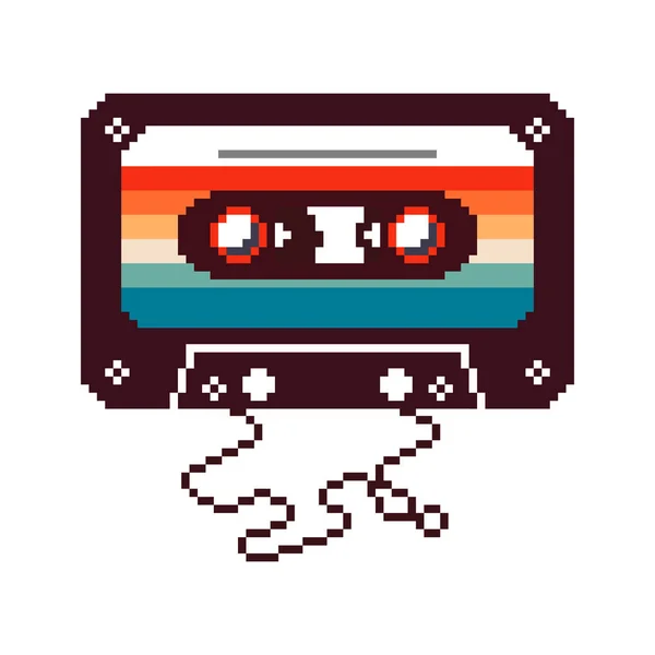 Fita Cassete Mixtape Vintage Retrô Ilustração Arte Pixel Vetorial Bits — Vetor de Stock