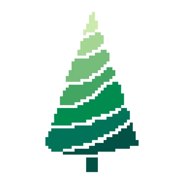Albero Natale Con Fiocchi Neve Illustrazione Vettoriale Stile Pixel Art — Vettoriale Stock