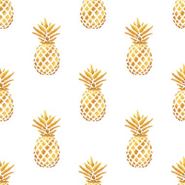Renkli arka planda kusursuz bir yaz ananası. Vektörde kusursuz desen. Meyve illüstrasyonu. Piksel sanatı. 8 bit