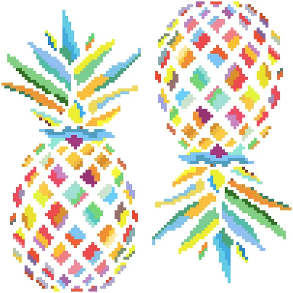 Illustration Ananas Pixel Typographie Graphiques Shirt Vecteurs Fruits Tropicaux Isolés — Image vectorielle
