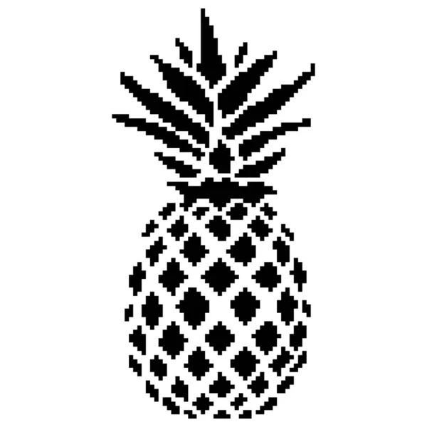 Pixel金菠萝插图 T恤图形 热带水果被隔离 Pixel Art — 图库矢量图片