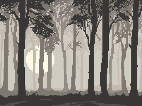 Pixel Background Forest Games Mobile Applications Pixel Art Silhouette Forest — Stock Vector