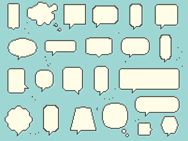 Set Blank Empty White Speech Bubbles Pixel Art Bit — Stock Vector