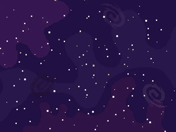 Fondo Vector Espacial Estrellado Pixel Art Espacio Píxeles Bit — Vector de stock