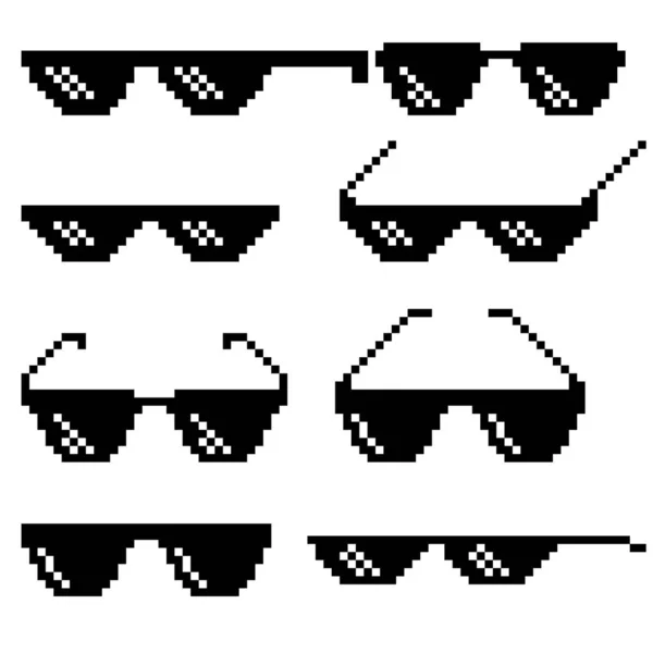 Lunettes Vectorielles Pixel Pixel Art Bits — Image vectorielle
