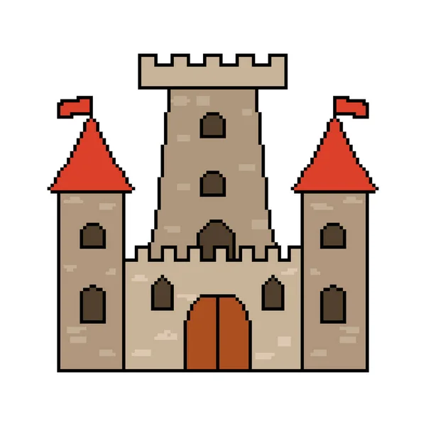 Château Pixel Pour Jeux Sites Web Châteaux Forteresses Icônes Vectorielles — Image vectorielle