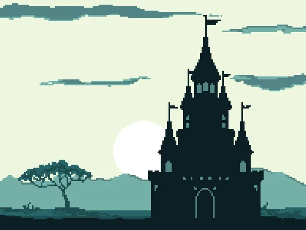 Pixel Castillo Para Juegos Sitios Web Castillos Fortalezas Vectoriales Iconos — Archivo Imágenes Vectoriales