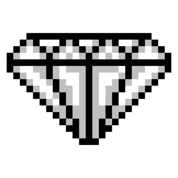 彩色像素宝石 白色背景下分离的钻石为一体 Pixel Art 8位电子游戏 应用程序 — 图库矢量图片