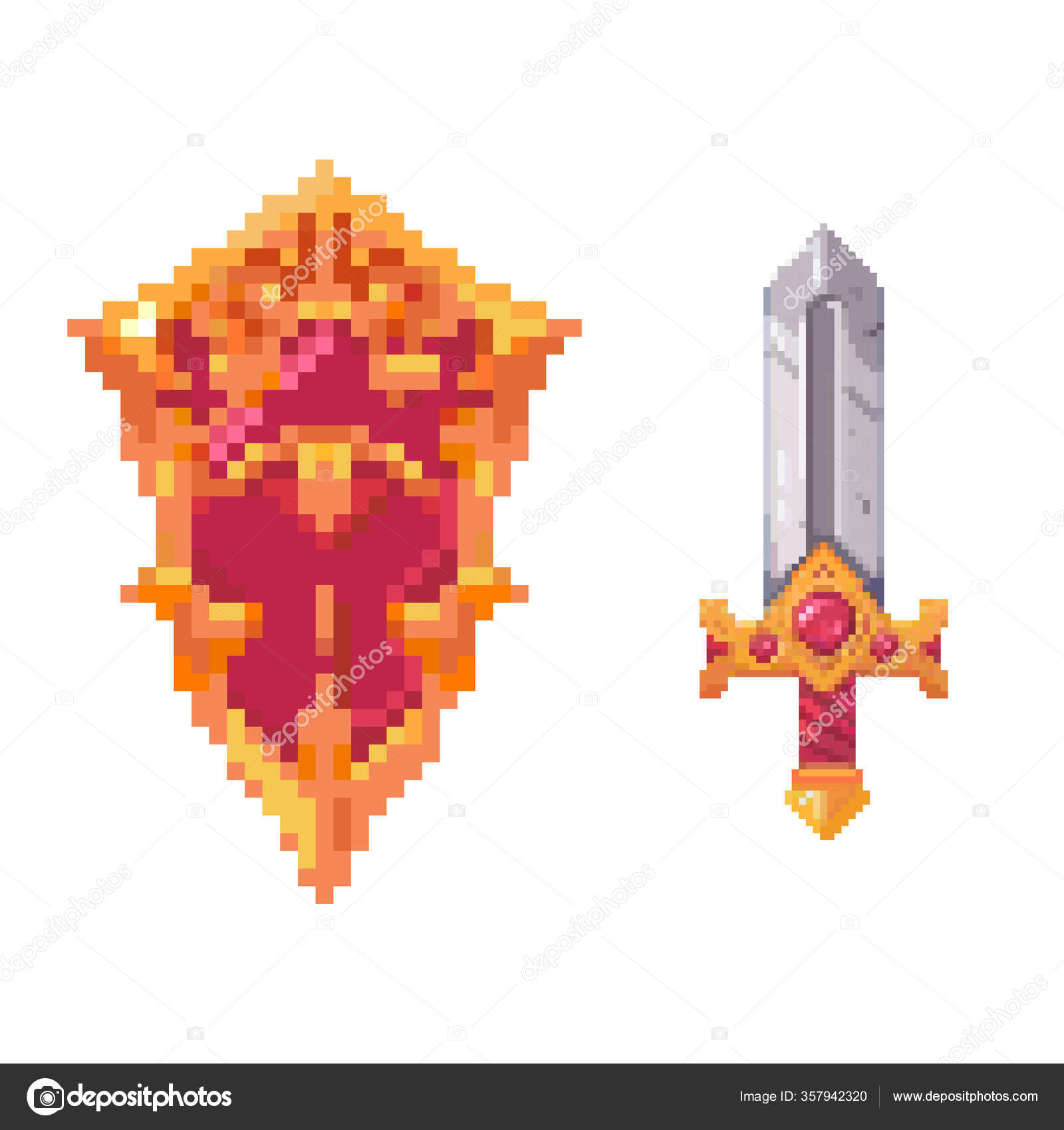 Conjunto De Objetos De Pixel Vetorial. Objetos Para Um Jogo De Pixels.  Ilustração Vetorial. Barra Dourada - Lança-espada De Diaman Ilustração do  Vetor - Ilustração de emblema, jogos: 265546130