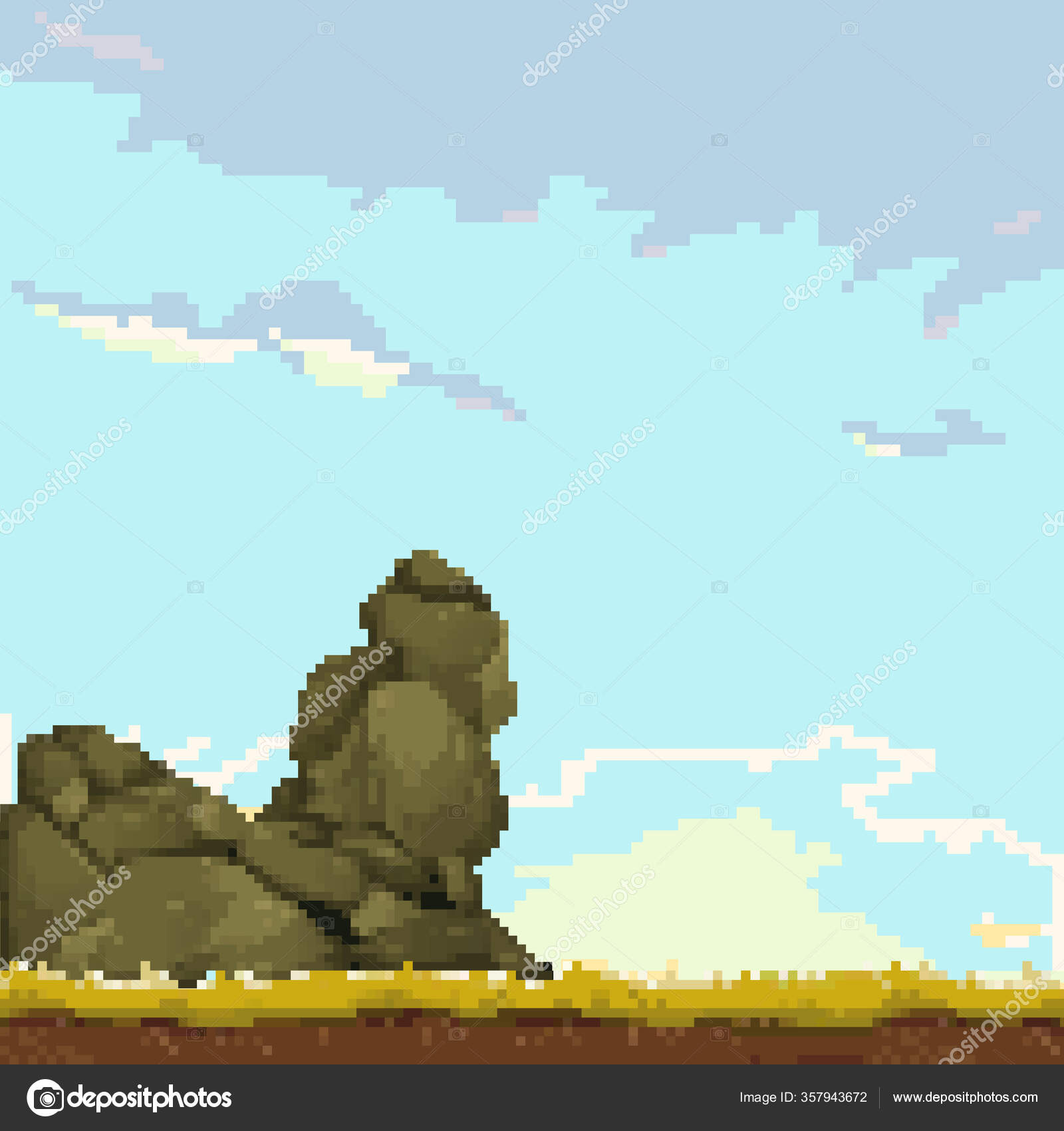 paisagem de montanhas com pixel art. ilustração vetorial. 11508049