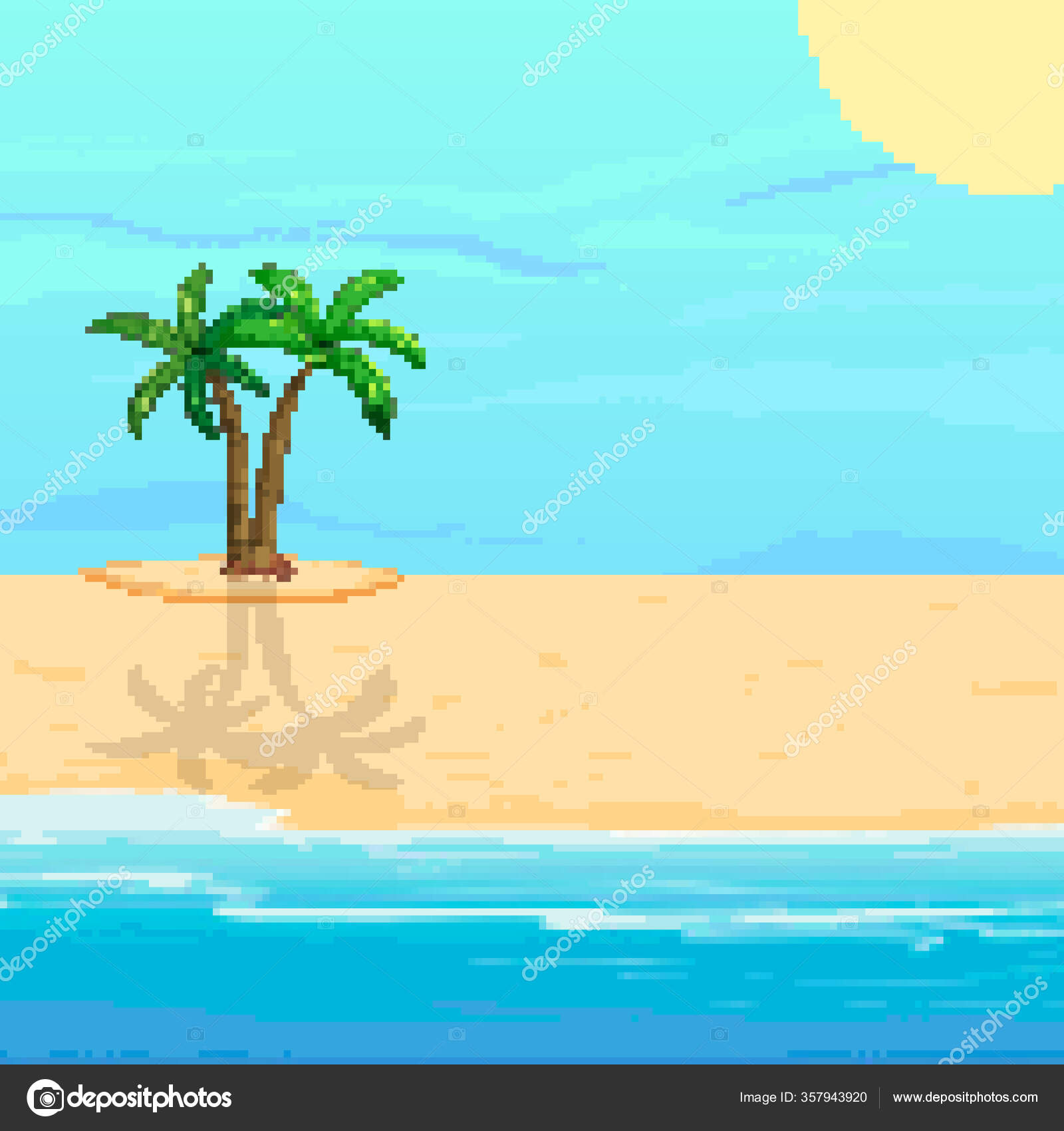 Pixel Art Beach Wallpaper