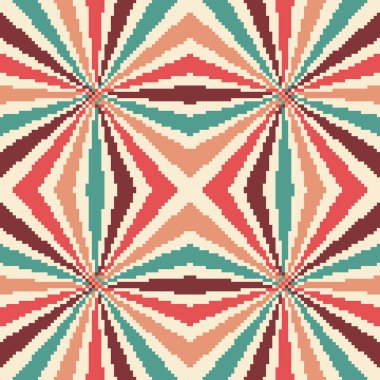 Piksel retro arka planı. Kusursuz geometrik eski duvar kağıdı. 70 'lerden kalma bir kalıp. Piksel resim 8 bit.