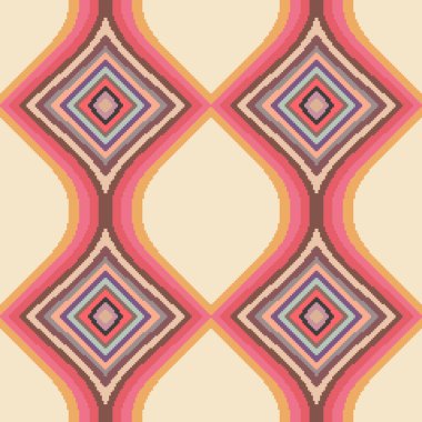 Piksel retro arka planı. Kusursuz geometrik eski duvar kağıdı. 70 'lerden kalma bir kalıp. Piksel resim 8 bit.