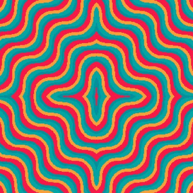 Vektör piksel retro fütüristik arka plan. Retro duvar kağıtları. Kusursuz vektör deseni. Piksel sanat dalgaları arka planı. 8 bit.