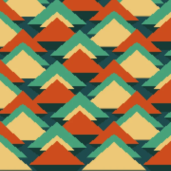 Pixel Retro Bakgrund Sömlös Geometrisk Vintage Tapet Mönster Från Talet — Stock vektor